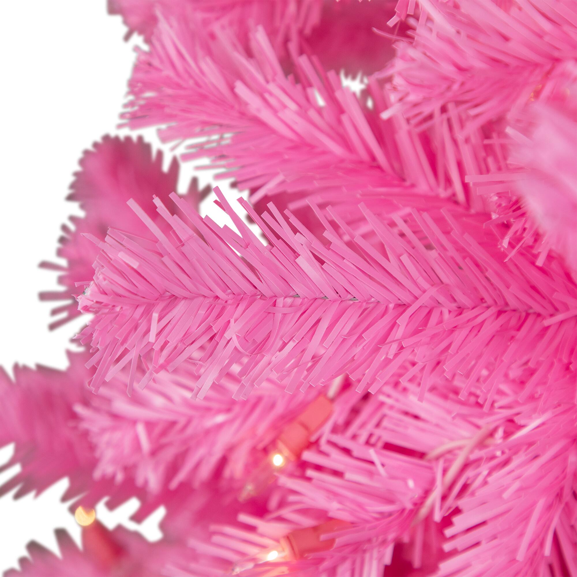 7ft. Pre-Lit Medium Pink Pine Artificial Christmas Tree, Clear Lights